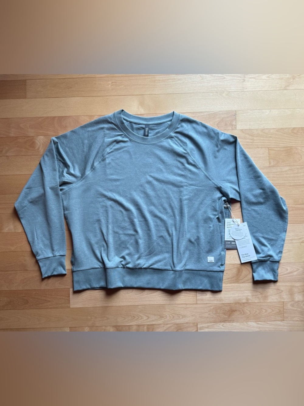 Vuori Long sleeve Halo Crew, Vintage Pistachio Heather, Size S